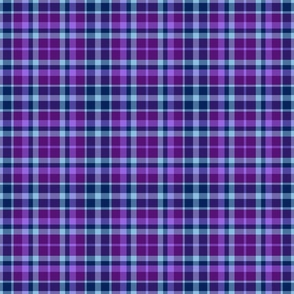 Dark Blue,  Plum Purple, Pastel Blue and Vibrant Violet Tartan Plaid Large Scale