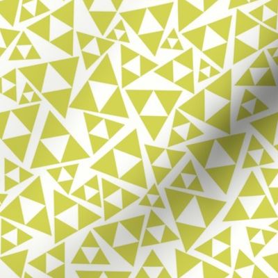 Green Yellow and White Triangles - Tossed Shapes