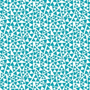 Teal and White Triangles - Tossed Shapes