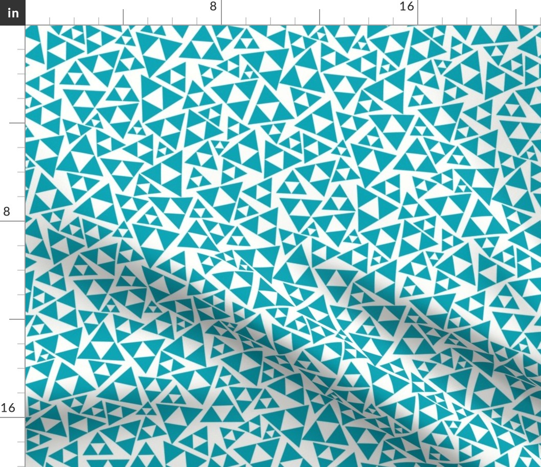 Teal and White Triangles - Tossed Shapes