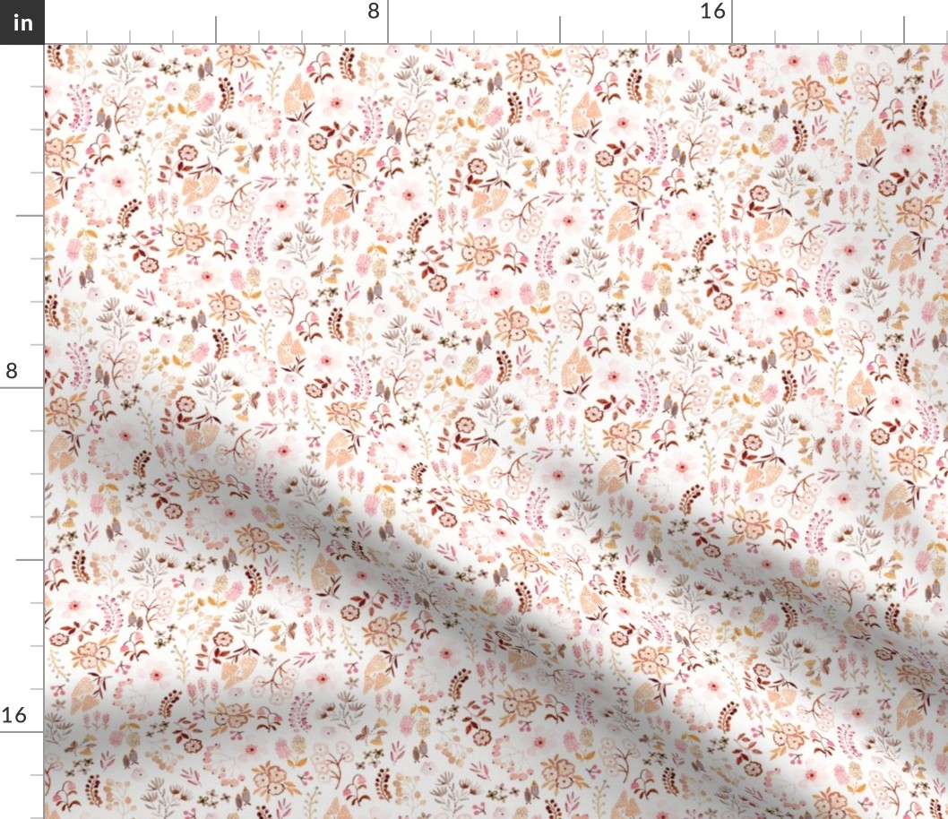 Floral naive style watercolor pattern