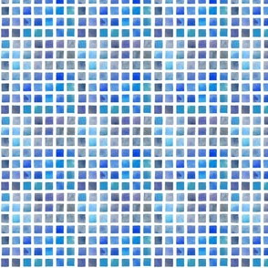 (S) Watercolor Grid Squares Blue Skies Coastal Colors on White