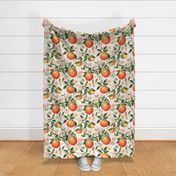 Fresh Oranges Floral Light Spring Kitchen Powder Room Bathroom Wall Paper Pantry Nostalgic Mid Century Modern Vintage (5) 