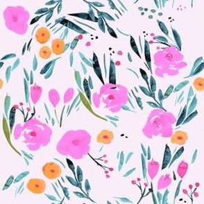 Briar Rose_Garden Mist_ Bright Floral Pink and orange 