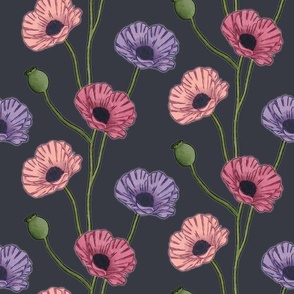 Painted Poppies (Bright_ not textured) Small