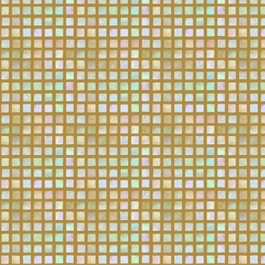 (S) Watercolor Grid Squares Sunrise Pastel Colors on Gold