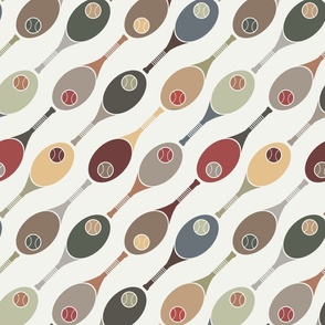 tennis racket and ball earthy tones small - court sport - earthy tennis fabric and wallpaper