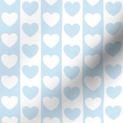 modern geometric light blue and white hearts and vertical stripes