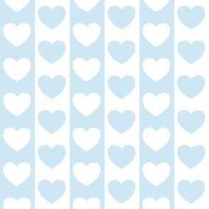 modern geometric light blue and white hearts and vertical stripes