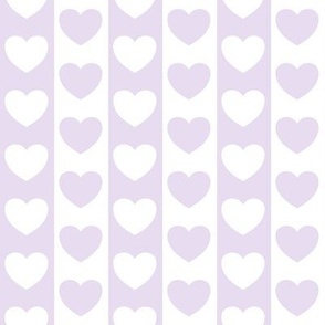 modern geometric lavender and white hearts and vertical stripes