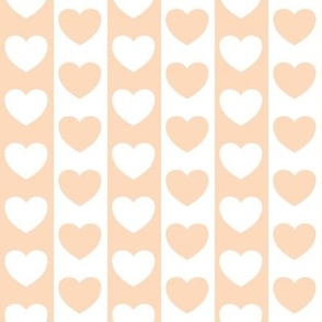 modern geometric peach and white hearts and vertical stripes