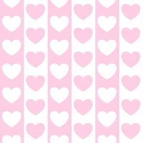 modern geometric pink and white hearts and vertical stripes