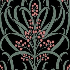  1896 Vintage "The Callum" by C.F.A. Voysey - in Black with Blush Berries