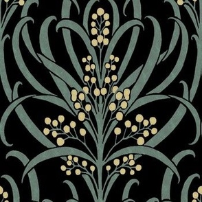  1896 Vintage "The Callum" by C.F.A. Voysey - in Black with Pale Yellow Berries