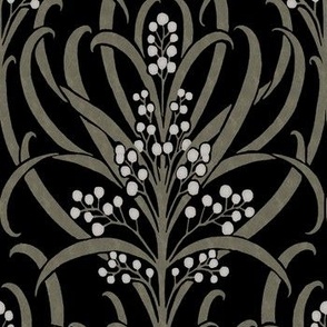  1896 Vintage "The Callum" by C.F.A. Voysey - in Black with Regency Sage Leaves and Eggshell Berries - Coordinate