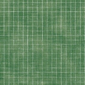 Hand Drawn Checks on Grass Green | Rustic fabric in moss green and white, linen texture checked fabric, windowpane fabric, tartan, plaid, grid pattern, squares fabric, fern leaf green.