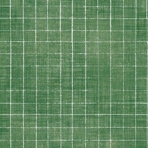 Hand Drawn Checks on Grass Green (large scale) | Rustic fabric in moss green and white, linen texture checked fabric, windowpane fabric, tartan, plaid, grid pattern, squares fabric, fern leaf green.