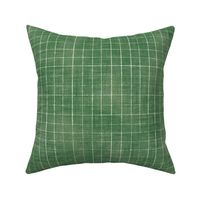 Hand Drawn Checks on Grass Green (xl scale) | Rustic fabric in moss green and white, linen texture checked fabric, windowpane fabric, tartan, plaid, grid pattern, squares fabric, fern leaf green.