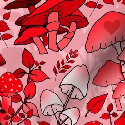 Valentine Mushroom Forest of Love (Pink large scale) 