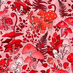 Valentine Mushroom Forest of Love (Pink large scale) 