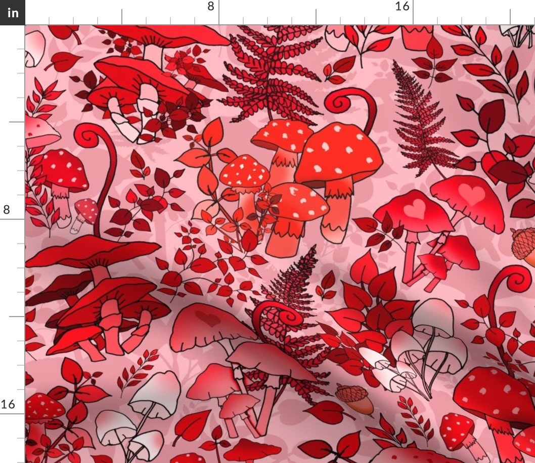 Valentine Mushroom Forest of Love (Pink large scale) 