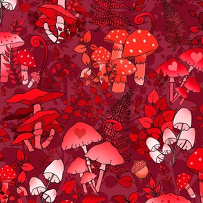 Valentine Mushroom Forest of Love (Red large scale) 