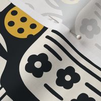 Pretty Pickleball Paddles | Charcoal Black Ivory White & Mustard Yellow