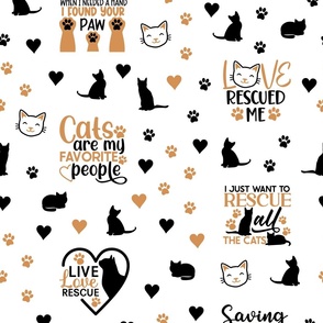 Cat Rescue Paw Prints Hearts 