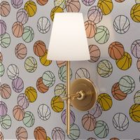 Retro Basketballs in Pastels & Florals in  Soft Light Gray