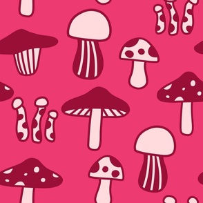 Marvelous Mushroom and Fungi Pattern (red/pink)