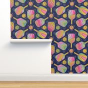 Pickleball design bright and colorful - sports - court sports - wallpaper - home decor - bedding - curtains.