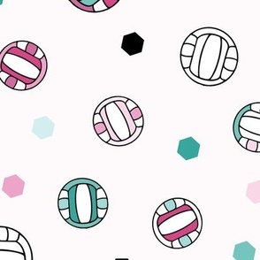 Colorful Volleyballs, Court Sports, Pink, Green, Girls Room, X-Large Scale, XL