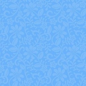 Smaller Floral Damask Scroll Two Tone Aurora Blue