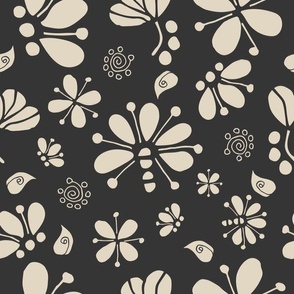 (M) Cosmic Modern Floral | Onyx black | Med Scale | Neutral