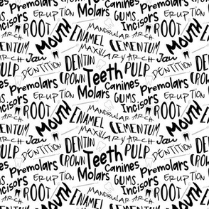 (small scale) dental terms black on white