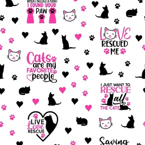 Pink Cat Rescue Paw Prints Hearts Girl 