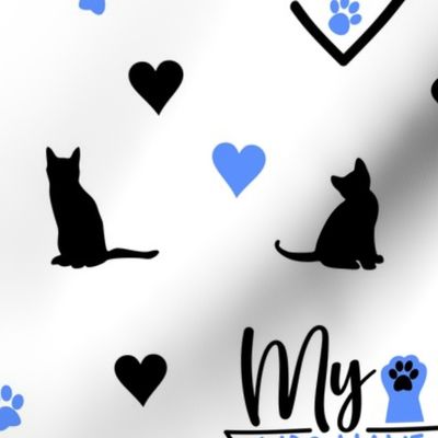 Blue Cat Rescue Paw Prints Hearts 