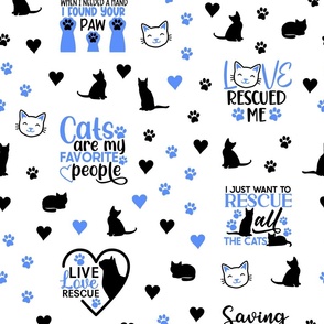 Blue Cat Rescue Paw Prints Hearts 