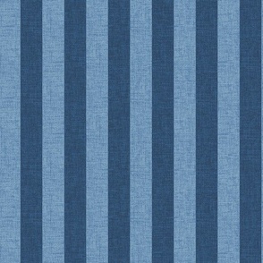 1" wide chambray and indigo denim blue candy stripes, packed full of woven textured faux denim detail. 