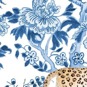Chinoiserie Leopard and Willow Tree  Colorful Floral by Audrey Jeanne