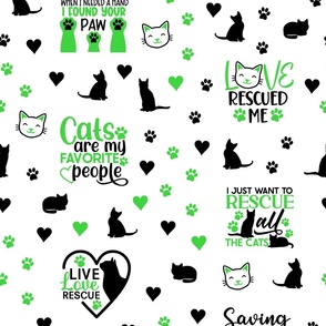 Cat Rescue Green Paw Prints Hearts 