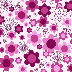 M ✹ Retro Floral in Raspberry - 60's & 70's Inspired Pickleball Fashion
