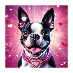 Boston Terrier Dog Heart necklace Valentine's Day Dog Love