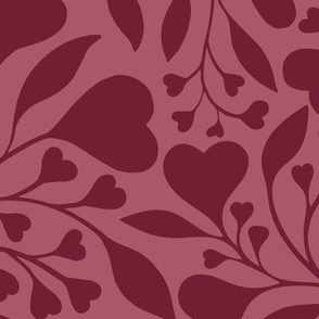 Heart Vine -Jumbo - Ruby Raspberry Pink & Burgundy Wine Red - Love & Hearts