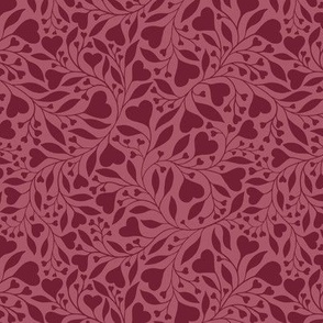 Heart Vine - Medium - Ruby Raspberry Pink & Burgundy Wine Red - Love & Hearts