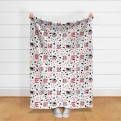 Cat Rescue Red Paw Prints Hearts Rotated 