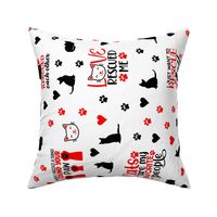 Cat Rescue Red Paw Prints Hearts Rotated 