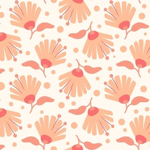 Modern Florals Daisies in Peach Fuzz - Pantone Color of the Year 2024 on light background