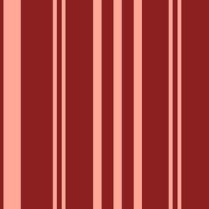 Cranberry Peach Alternating Wide and Narrow Stripe