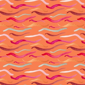 Wiggly watercolor Stripes on coral